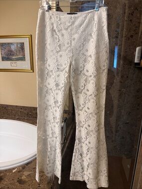 Forever 21 White Lace Flare Pants
